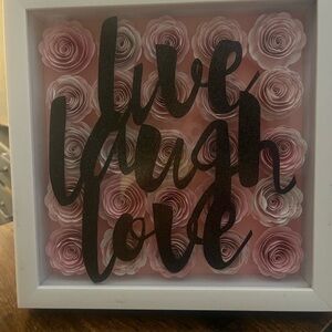 Live Laugh Love Pink Floral Shadow Box